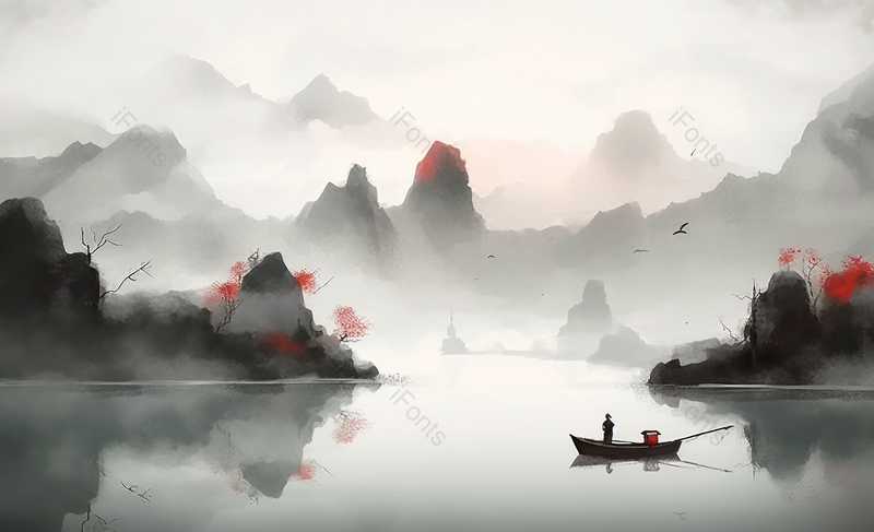 新中式水墨山水画,插画/手绘图,插画/手绘图库,插画/手绘图下载,插画/手绘